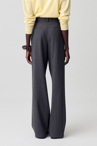 Rechte Wollen Broek Hoge Taille - Donkergrijs
