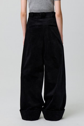 Velours Broek Hoge Taille - Zwart