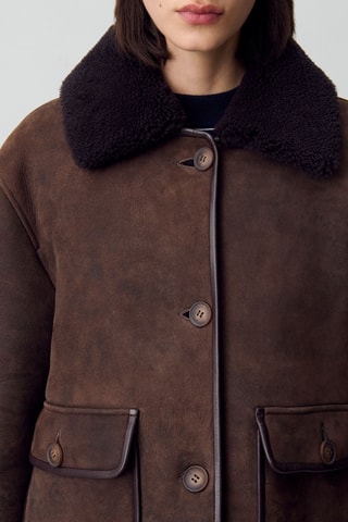 Nubuck Schapenleren Jasje - Donkerbruin