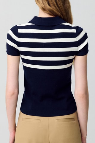 Wollen Polo - Donkerblauw en wit