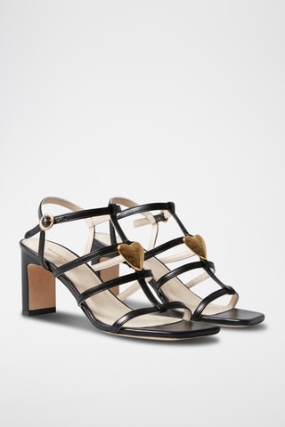 Sandali con tacco in pelle di capra - Nero
