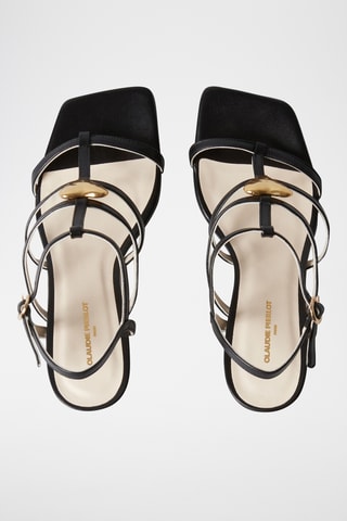 Sandali con tacco in pelle di capra - Nero