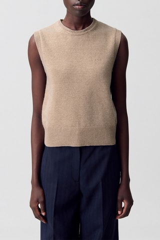 Mouwloze Wollen Trui - Beige