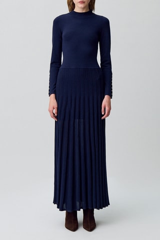 Lange Wollen Jurk - Marineblauw