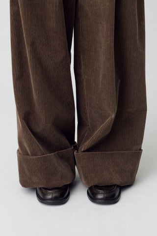 Velours Broek Hoge Taille - Taupe
