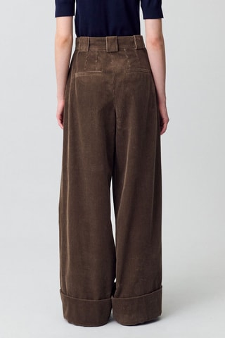 Velours Broek Hoge Taille - Taupe