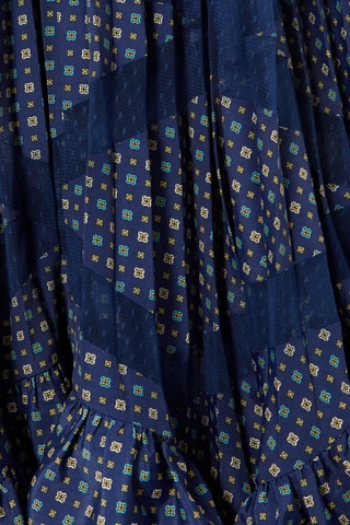 Plissérok 2 Materialen Hoge Taille - Donkerblauw