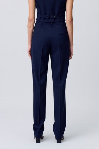 Wollen Broek Hoge Taille - Marineblauw