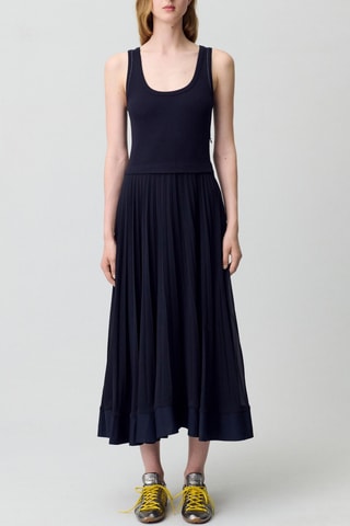 Mouwloze midi-jurk. - Marineblauw