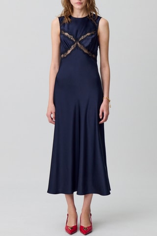Mouwloze midi-jurk. - Marineblauw