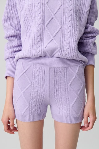Short en laine et cachemire taille haute - Violet