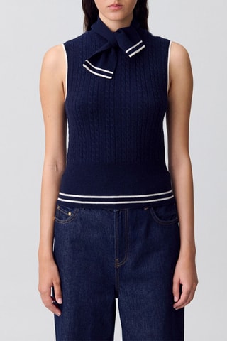 Pull sans manches en laine et cachemire - Bleu marine