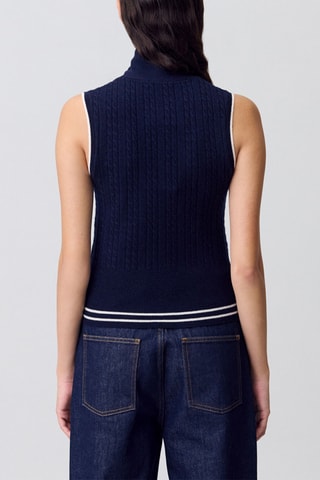 Pull sans manches en laine et cachemire - Bleu marine