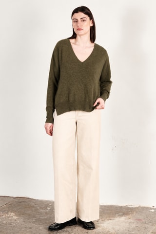 Pull réversible oversize en cachemire Ria 3 - Kaki
