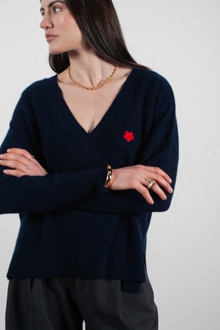 Pull oversize en cachemire Hana 1 - Bleu