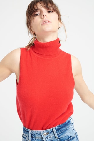 Pull slim en cachemire sans manches Lilly 13 - Rouge