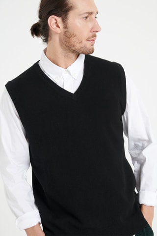 Gilet ample en cachemire sans manches Luke 9 - Noir