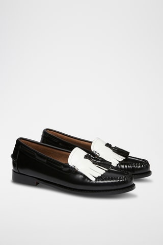 Leren Mocassins Esther - Zwart en wit