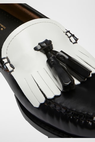 Leren Mocassins Esther - Zwart en wit