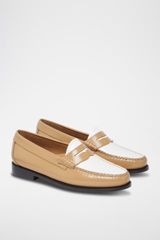 Leren Mocassins Penny - Beige en wit
