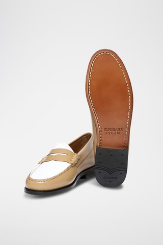 Leren Mocassins Penny - Beige en wit