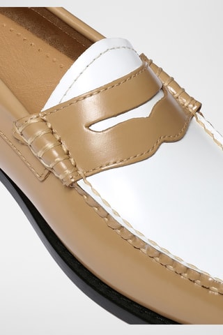 Leren Mocassins Penny - Beige en wit