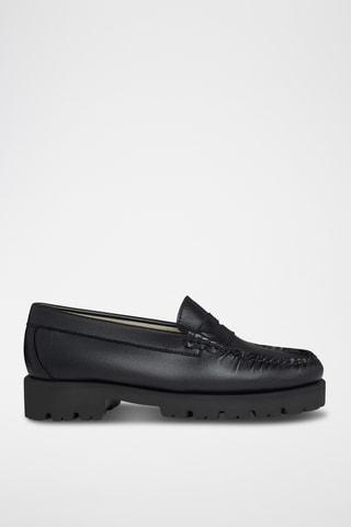 Leren Platform Mocassins Penny - Zwart
