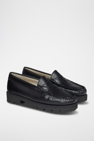 Leren Platform Mocassins Penny - Zwart