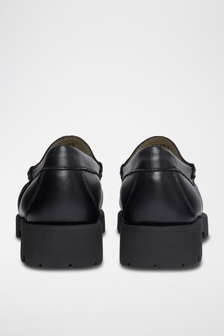 Leren Platform Mocassins Penny - Zwart