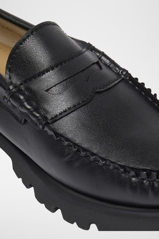 Leren Platform Mocassins Penny - Zwart