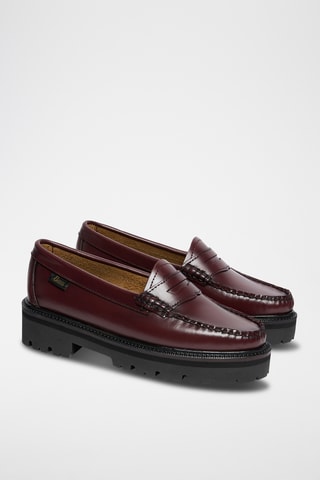 Leren Platform Mocassins Penny - Bordeauxrood