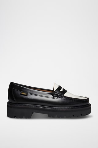 Leren Platform Mocassins Penny - Zwart en wit
