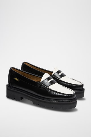 Leren Platform Mocassins Penny - Zwart en wit
