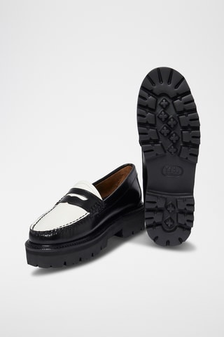 Leren Platform Mocassins Penny - Zwart en wit