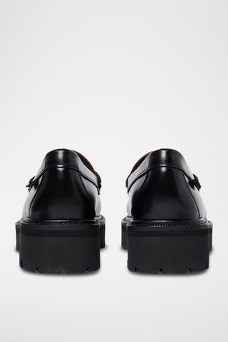 Leren Platform Mocassins Penny - Zwart en wit