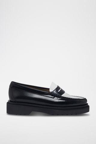 Leren Mocassins Penny - Zwart en wit