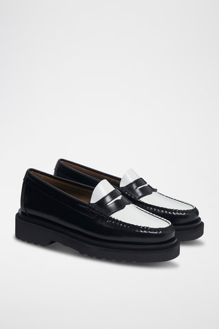 Leren Mocassins Penny - Zwart en wit