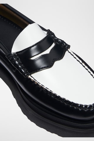 Leren Mocassins Penny - Zwart en wit