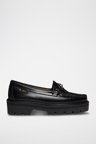 Leren Platform Mocassins Lianna - Zwart
