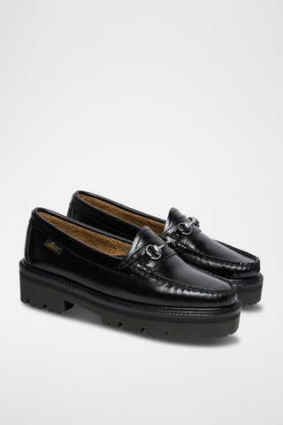 Leren Platform Mocassins Lianna - Zwart