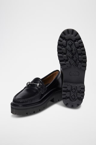Leren Platform Mocassins Lianna - Zwart