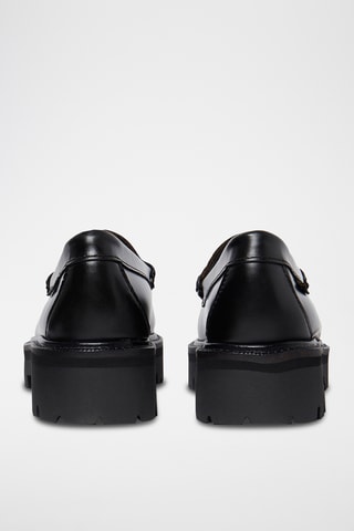 Leren Platform Mocassins Lianna - Zwart