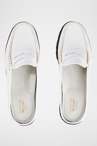 Leren Platform Muiltjes Penny - Wit en zwart