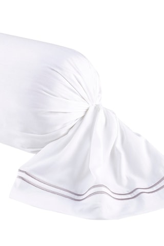 Taie de traversin en satin de coton 80 fils/cm² Paris - Blanc et gris