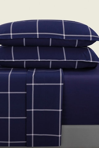 Parure de draps en satin de coton Amelia - Bleu foncé