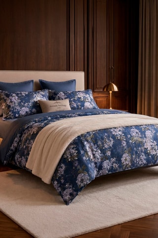 2 taies d'oreiller en satin de coton Hortensia Mirage - Bleu