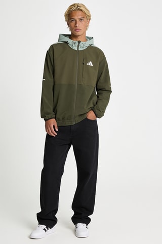 Cortavientos regular fit con capucha - Verde