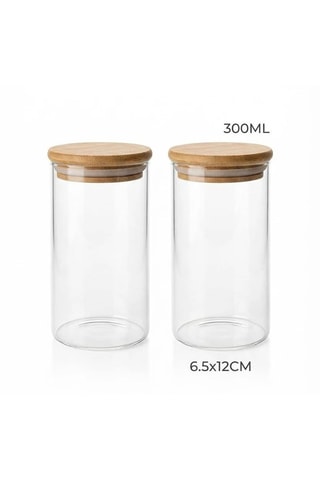 12 barattoli spezie in vetro borosilicato e bambù - 30 cl
