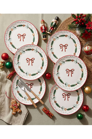 6 assiettes plates en céramique Fiyonky - 25,5 cm