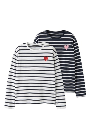 2 camisetas de algodón orgánico - Azul marino y blanco - Name It